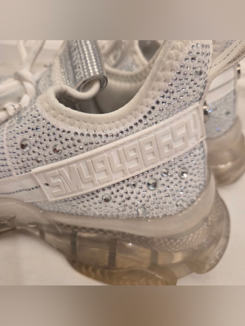 Steve Madden Maxima chunky sneakers W/ Clear Rhinestones Size 11 - Picture 3 of 10